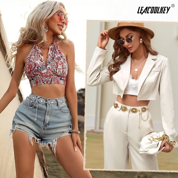 Western Metal Concho Belt for Women Cowgirl Boho Waist Chain Belt for Dresses Je - Picture 3 of 5